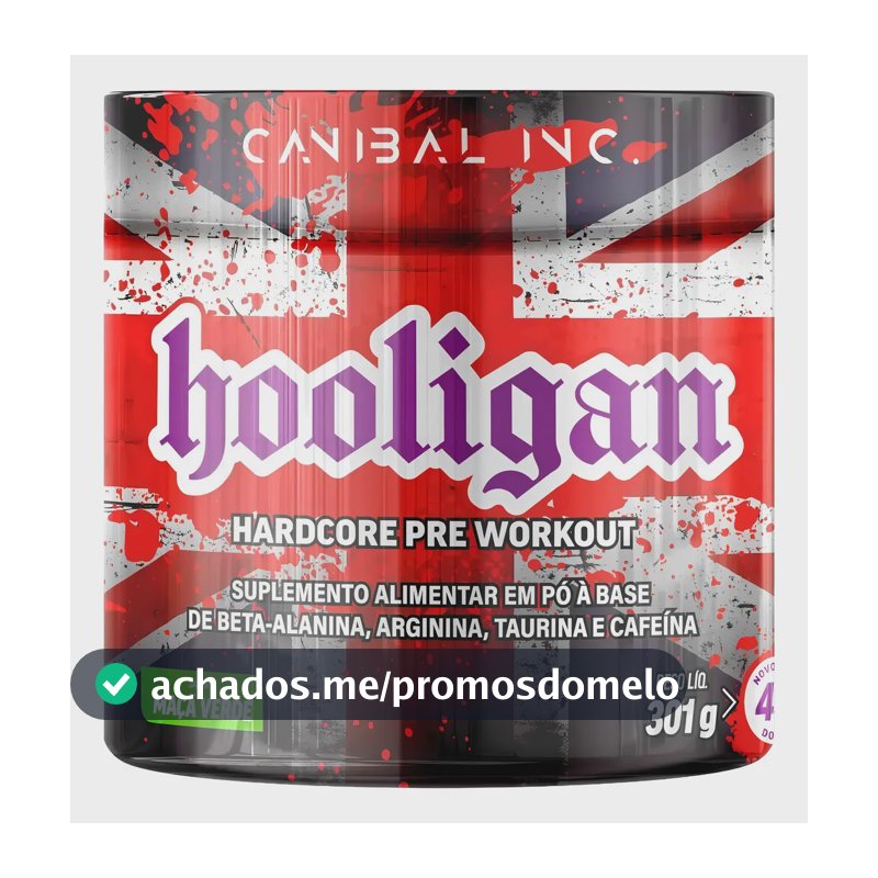 Pré-treino Hooligan da Canibal Inc. Sabor Maçã Verde, 301 g