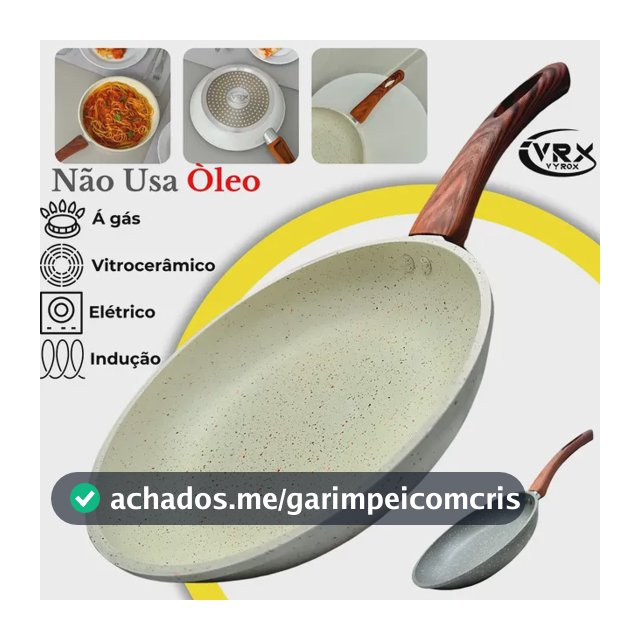 Frigideira Cerâmica 24cm Grande Premium Antiaderente Fogão Cooktop Indução Gás Elétrico Fundo Triplo Frita sem Óleo Cozinha Cabo de Baquelite Soft Touch Antitérmico Profissional VYROX