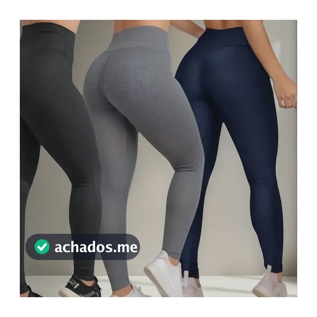 Kit 3 Calças Feminina Legging Grossa Para Academia Cós Alto