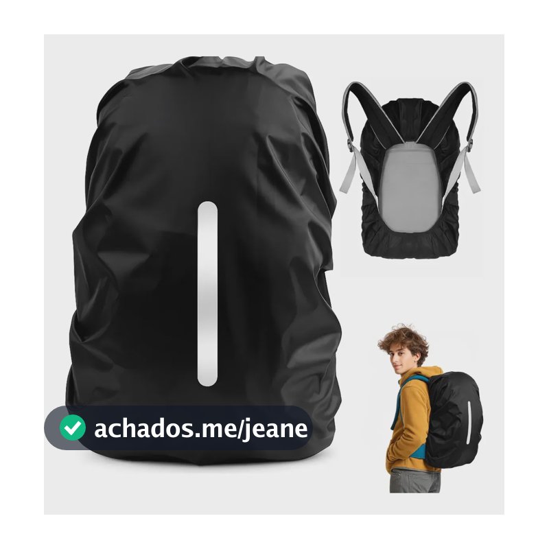 Capa Para Mochila De Chuva Refletiva Impermeável Protetora Para Motoboy Mala Anti Poeira Ajustável Amidila Cor Preto