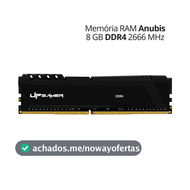 Memória RAM Desktop 8GB DDR4 2666MHz para PC, Módulo Interno com Dissipador de Calor - Linha Anubis UP Gamer