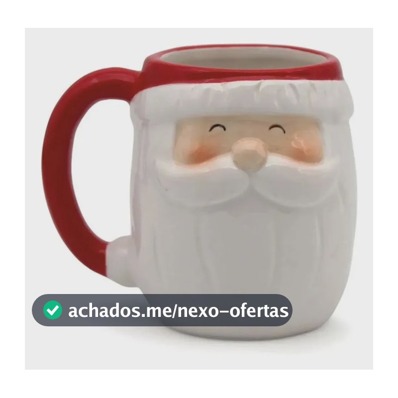 Caneca Natalina Papai Noel Fofo Decorativa 330ml Presente Rosto