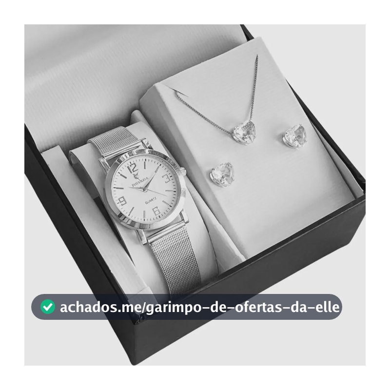 Kit Relógio Feminino Prata Prova D'água + Colar E Brincos Prateado