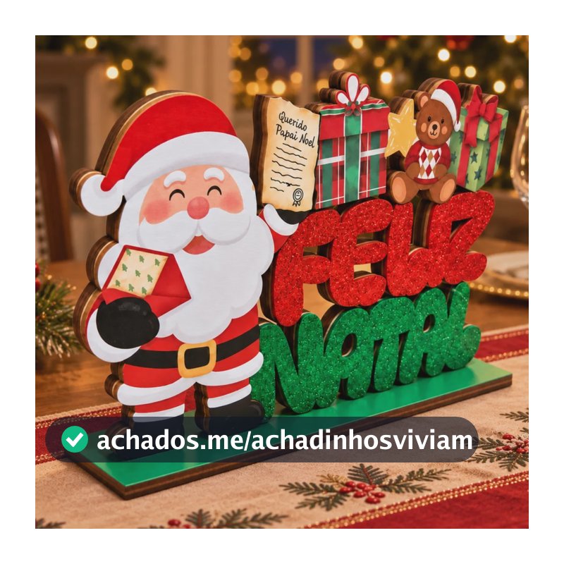 Placa Feliz Natal Papai Noel Decorativa De Mesa Natalina Vermelho Placa Pequena Nenhum