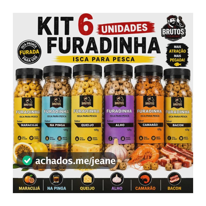 Kit 6 Ração Furadinha Iscas Pesca Tambaqui Tamba Brutos Marrom