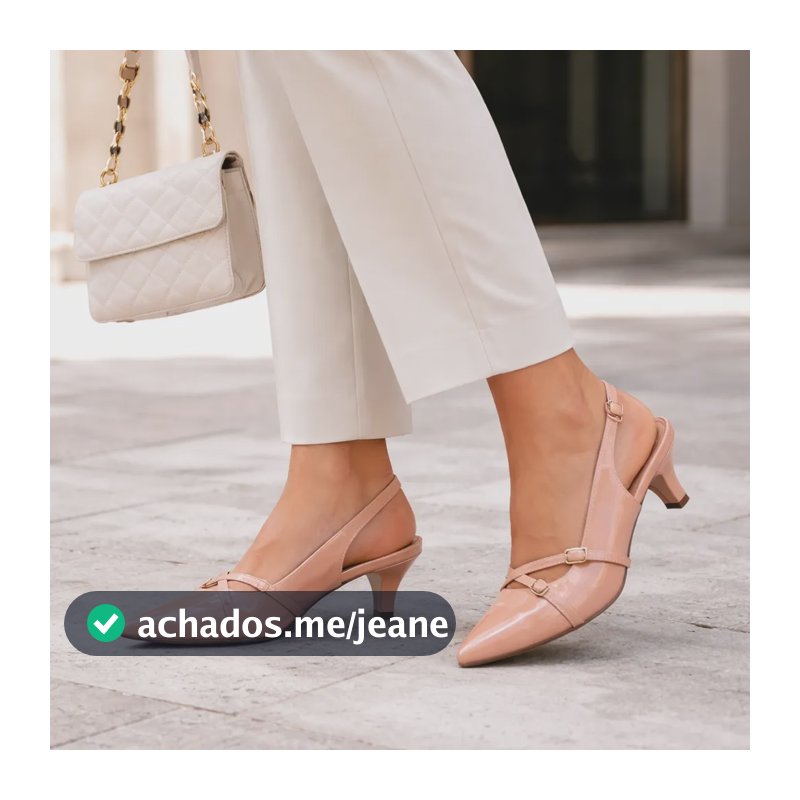 Slingback Feminino Salto Baixo Fino Bloco Mary Jane Scarpin
