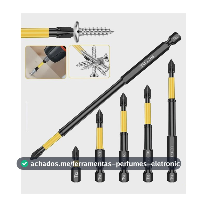 Kit 6 Bits Magnético Ponteira Ph2 Philips Para Parafusadeira