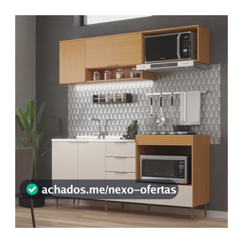 Cozinha Modulada 6 Portas E 2 Gavetas Alice Wt Angelin Preiun/off White