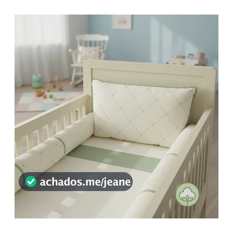 Kit Protetor Berço Menino Americano Veneza Erva Doce Branco Veneza Erva Doce Palha