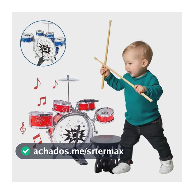 Atentu Mini bateria infantil atentu banquinho brinquedo com 5 tambores vermelho