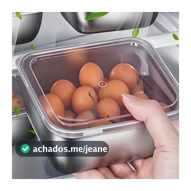 Pote Organizador De Geladeira Em Inox Com Tampa Variation