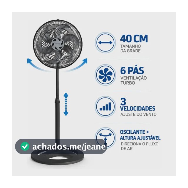 Ventilador de Coluna Ventisol Turbo 6 Pás 40cm Preto 3851