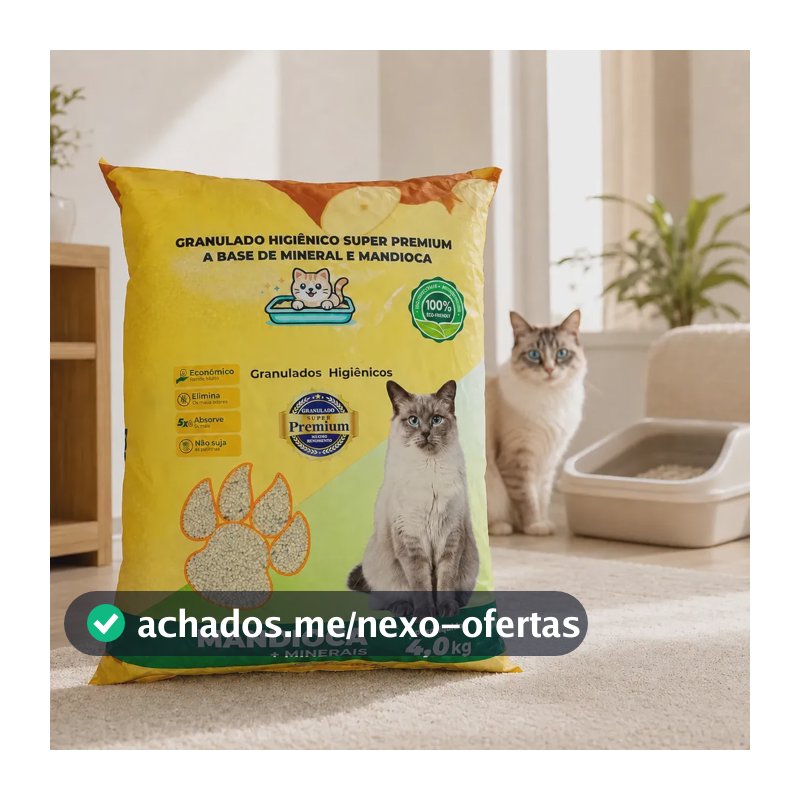 Areia Higiênica Granulado Para Gatos 4kg Mandioca + Minerais Controle De Odores Alta Absorção Econômica Biodegradável Não Suja Patinhas Rende Mais Banheiro Sanitário Pet Super Premium