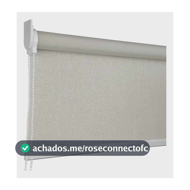 Cortina Rolo Blackout Medida L 1,80 X A 1,50 Blecaute Roller Cor Linho Natural Acabamento Branco