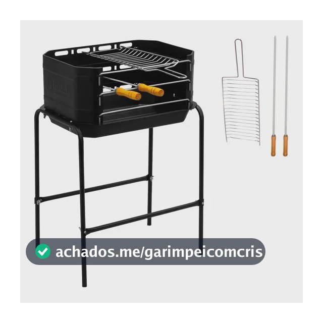 Churrasqueira Pequena Portátil Carvão Pro Tork Esmaltada Aço Cor Preto
