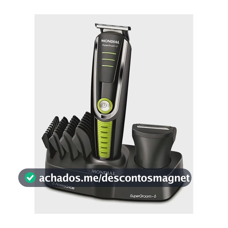 Cortador De Cabelo Mondial Super Groom 6 Bg-04 Melhor Categ Preto/verde