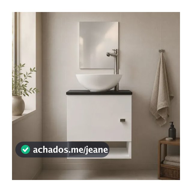 Gabinete Armário Para Banheiro Com Cuba E Espelho 40cm Pia Branco Móvel Preto Quantidade De Furos Para Torneira Um Furo