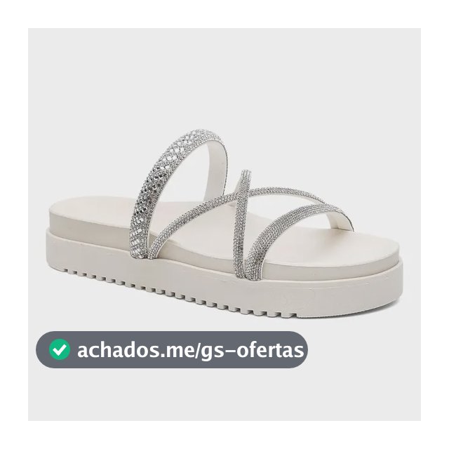 Sandália Papete Feminina Pedraria Strass Conforto Do 33 A 44