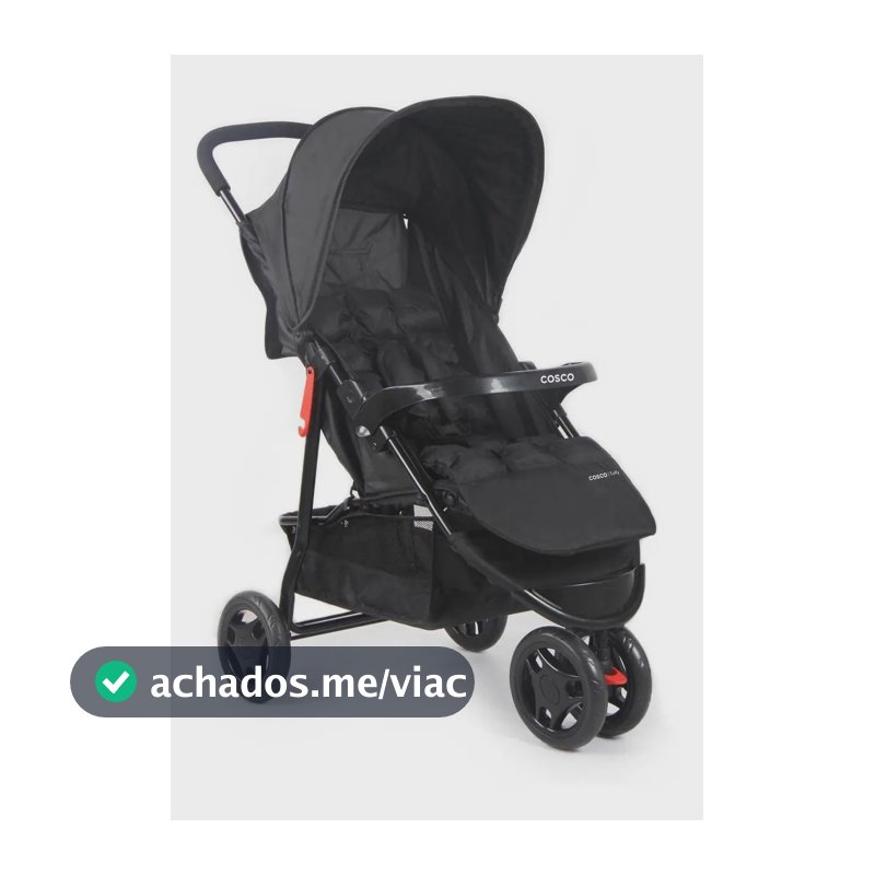 Carrinho de Bebê Cosco Kids, Toffy, Preto Absoluto