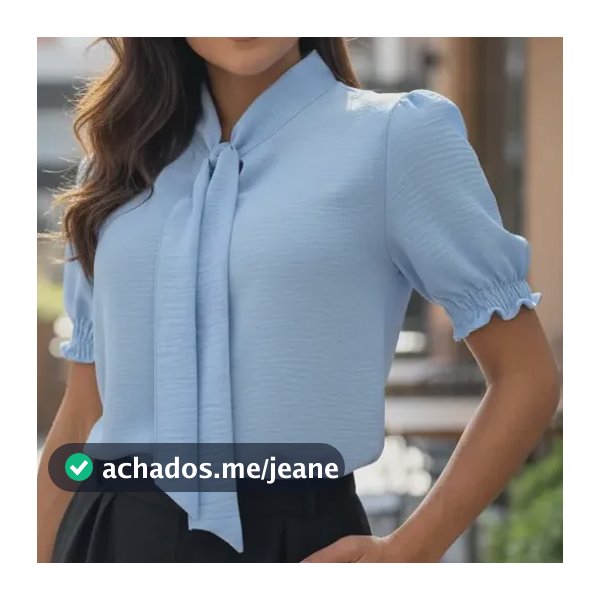 Blusa Feminina Manga Curta Bufante Com Gola De Laço