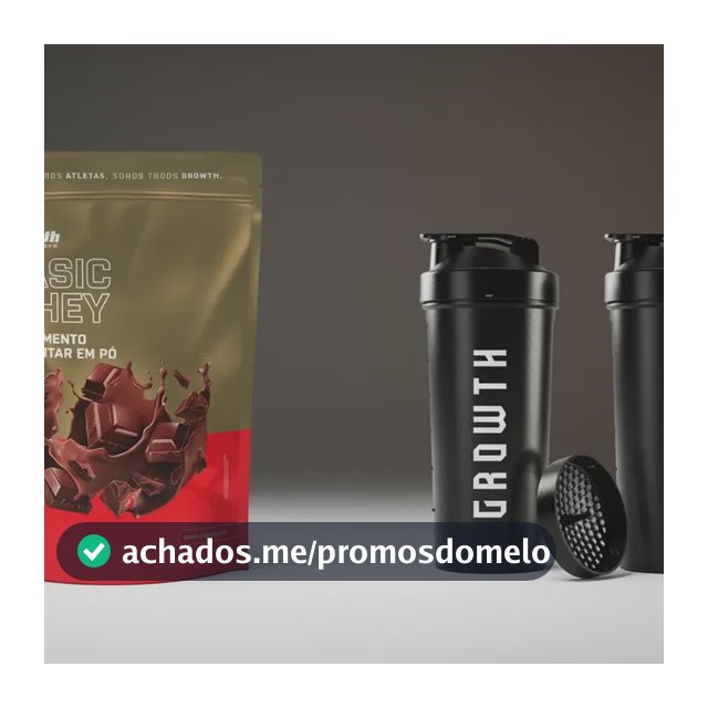 Kit Growth: Whey Protein Basic Chocolate 1kg + Coqueteleira Shaker Academia Preta 600ml
