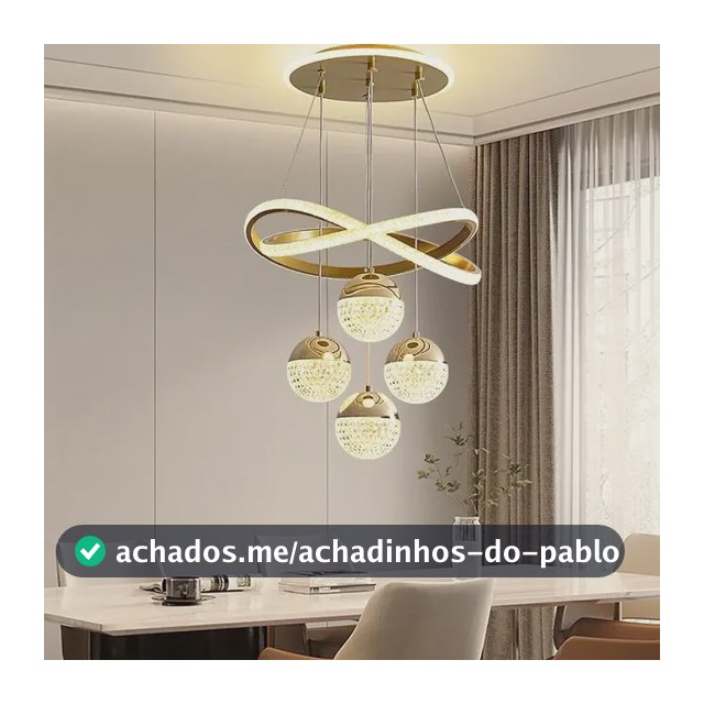 Lustre Teto Led Pendente Moderno Para Sala Quarto Cozinha 127/220v Dourado