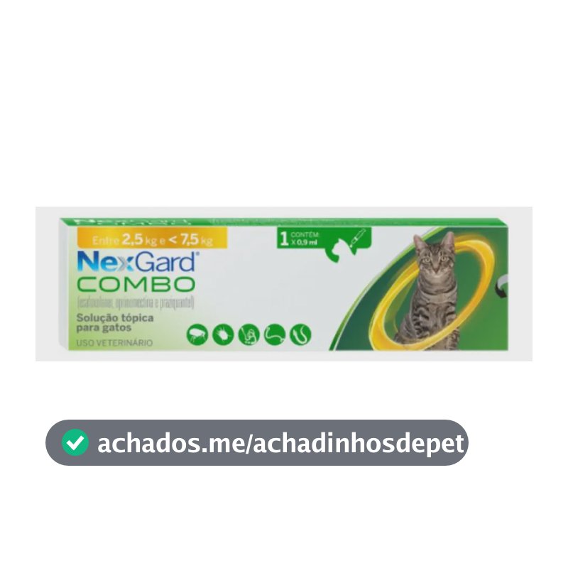 NexGard Combo Pipeta Antipulgas Sarna Vermes Gatos 2,5 a 7,5kg