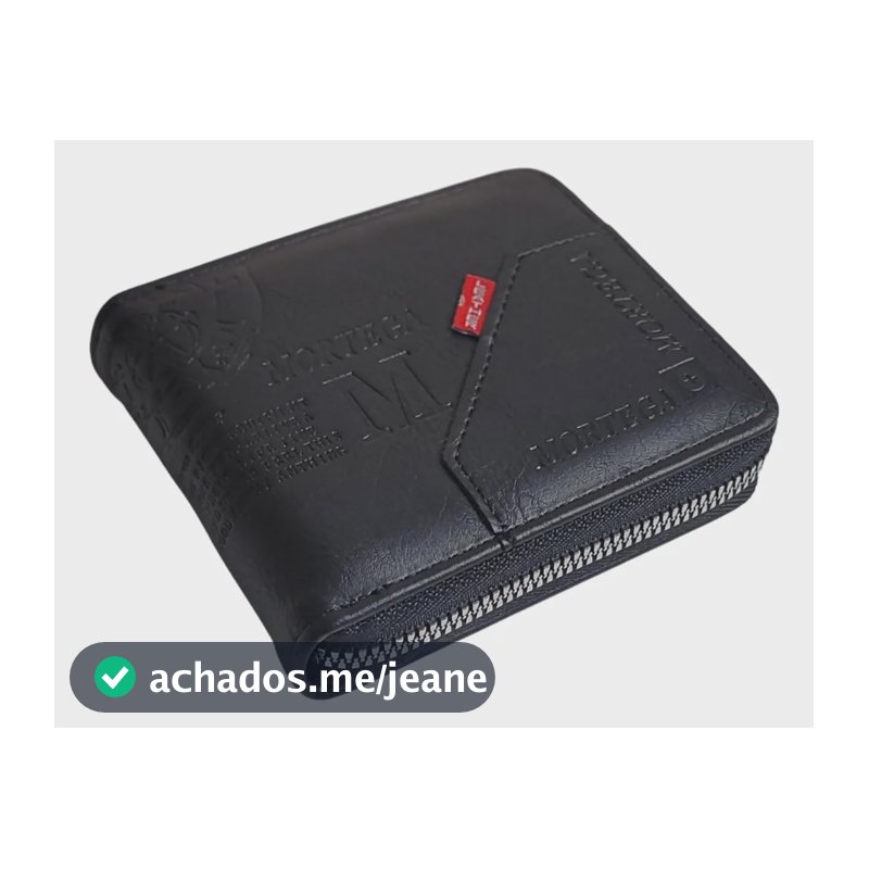 Carteira Masculina Couro Porta Documentos Fechamento Ziper Preto/black Relevo
