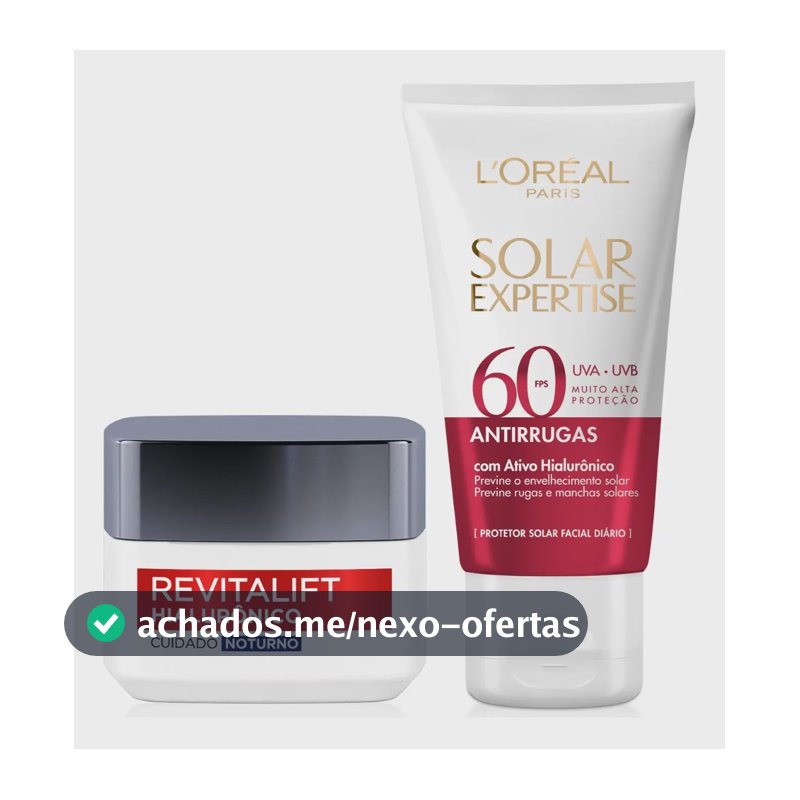 Kit Revitalift Hialurônico + Solar Expertise Antirrugas FPS60 L'Oréal Paris