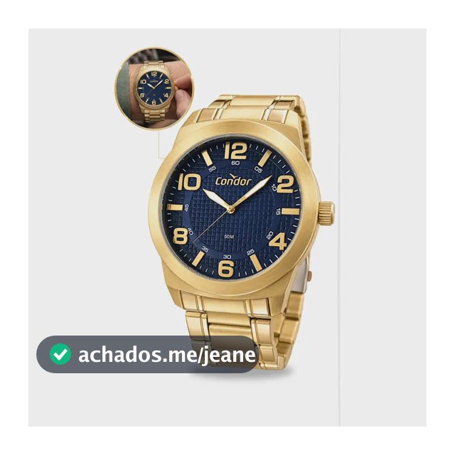 Relógio Condor Masculino Aco Dourado Prova Dagua Analógico Dourado Azul