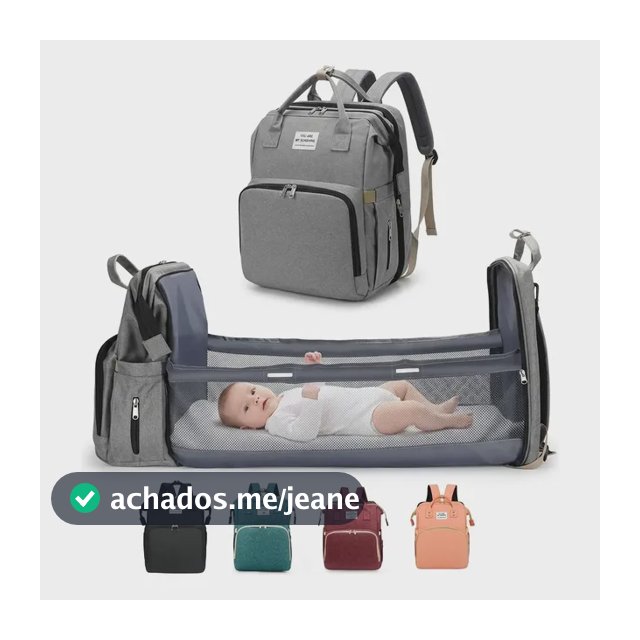 Mochila Maternidade Bolsa Bebê Térmica Com Berço E Trocador Cinza Liso