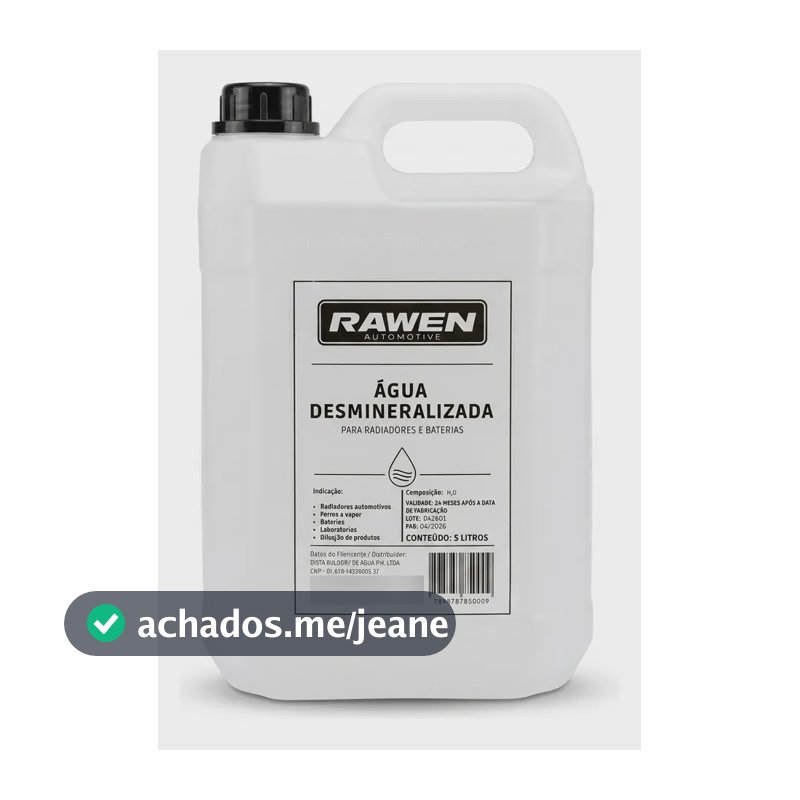 Água Desmineralizada Para Radiador Bateria Arrefecimento 5 L