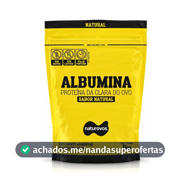Albumina Naturovos Natural 1kg Refil Proteína