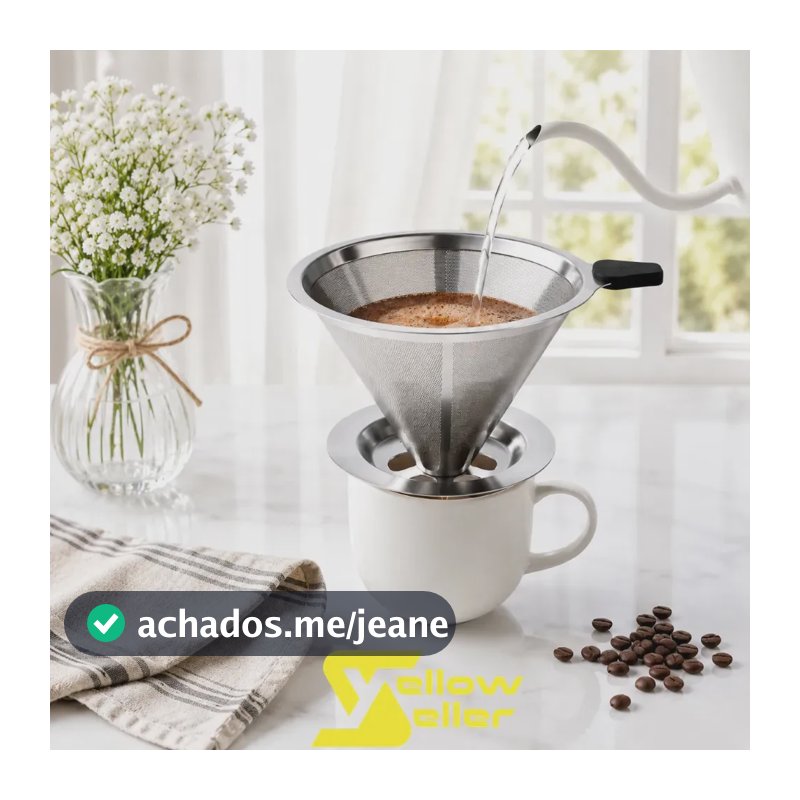 Filtro Coador De Café Inox 103 Reutilizável Permanente Aço Inoxidável Ecológico Não Necessita Uso De Papel Yellow Seller