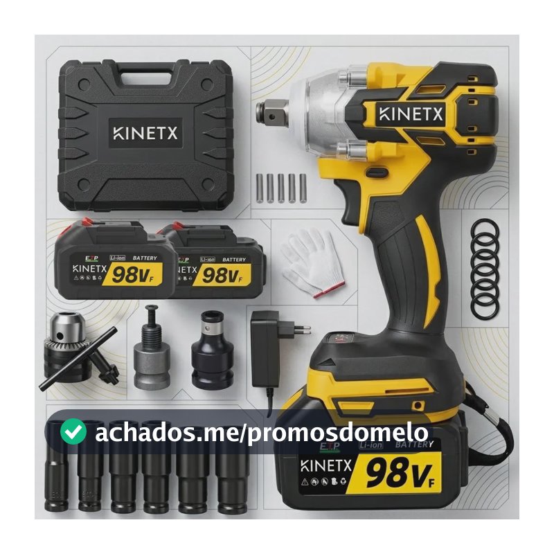Chave De Impacto Brushless 880nm 2 Baterias Kinetx Amarelo 127/220v
