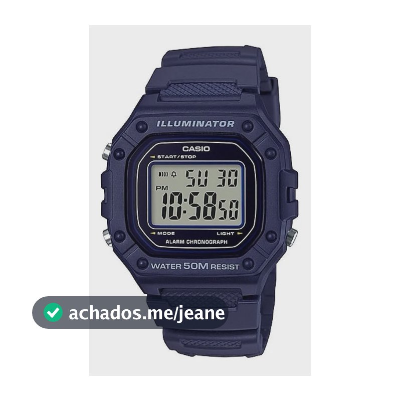 Relógio Casio Masculino Digital Illuminator W-218h-2avdf Correia Azul Bisel Azul Fundo Lcd Positivo