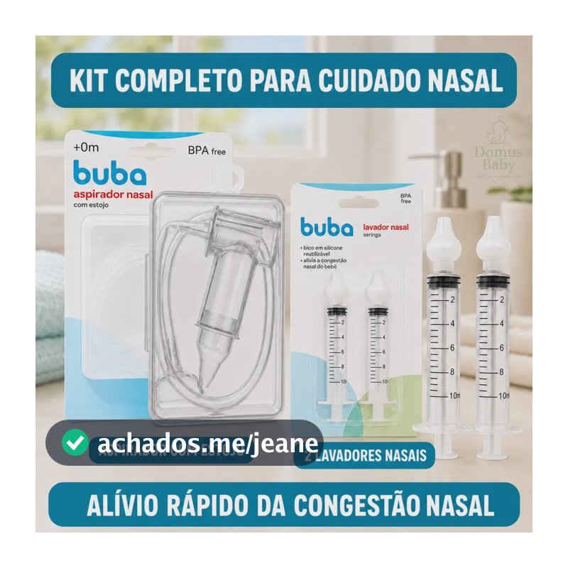 Kit Aspirador Nasal Com Estojo + 2 Seringas Com Ponta Buba Kit Nasal