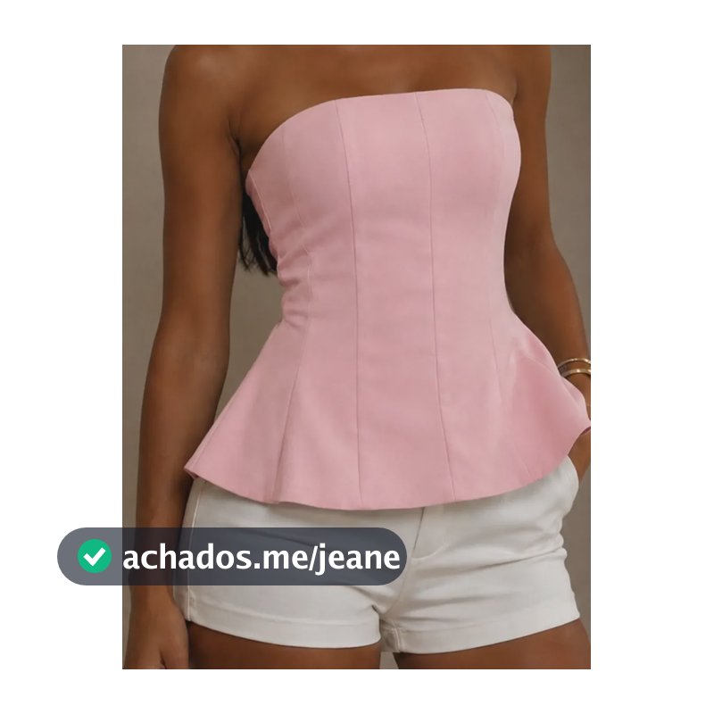 Blusa Peplum Feminina Tomara Que Caia Babado Verão Blogueira Rosa Liso M