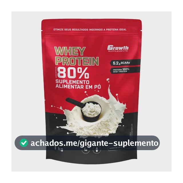Whey Protein Concentrado 1kg Growth Supplements - Leite Em Pó