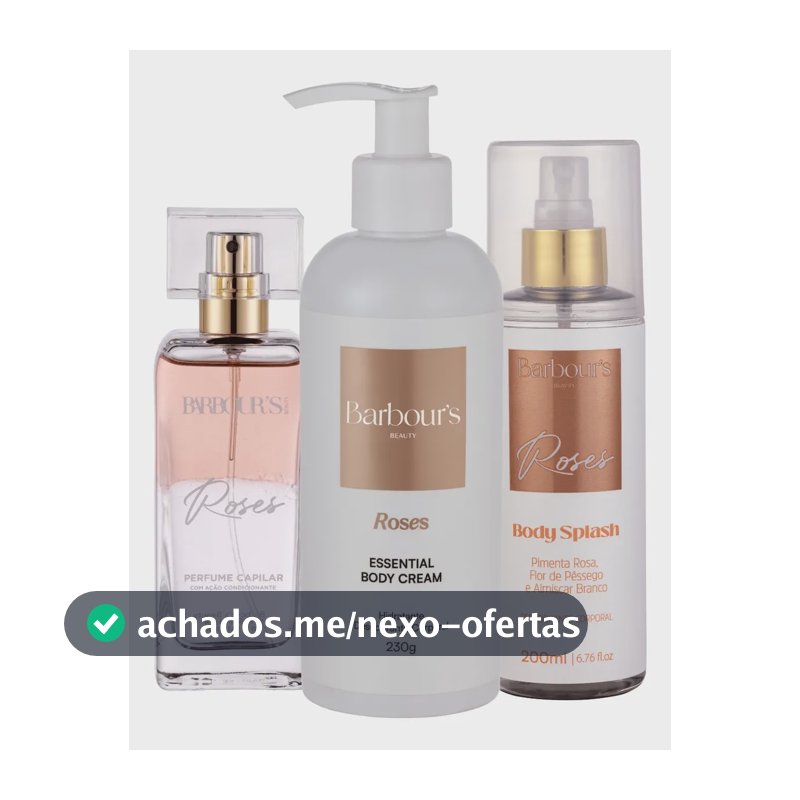 Kit Body Splash Hidratante Corporal Perfume Capilar Roses Barbour's Beauty