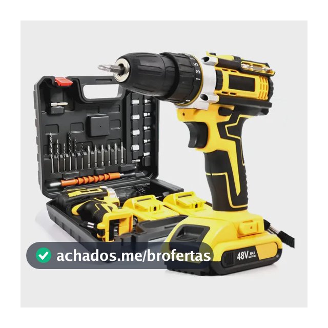 Parafusadeira Furadeira 48v Profissional 2 Baterias Sem Fio Amarelo 127/220v 50hz/60hz