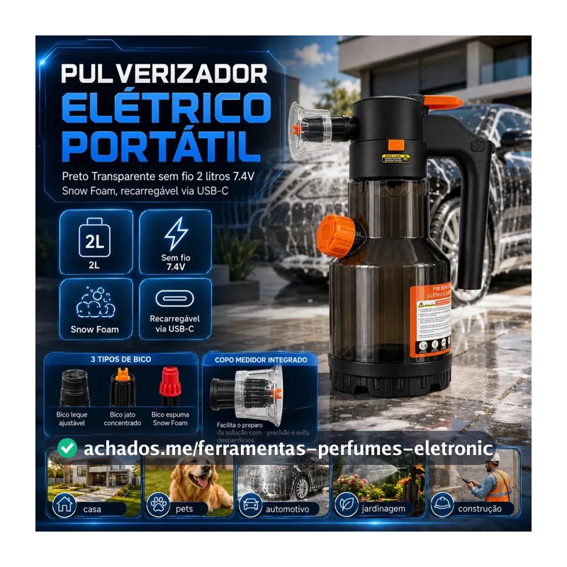 Pulverizador Elétrico Snow Foam para Carro, Moto e Jardim – 2 L