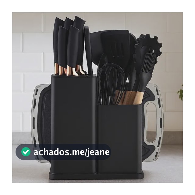 19 Peças Kit Utensilios Cozinha Tábua Em Silicone Espátula Preto