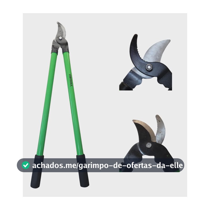 Tesoura Poda Jardinagem Cortar Galhos Finos Cabo Longo 65cm Verde