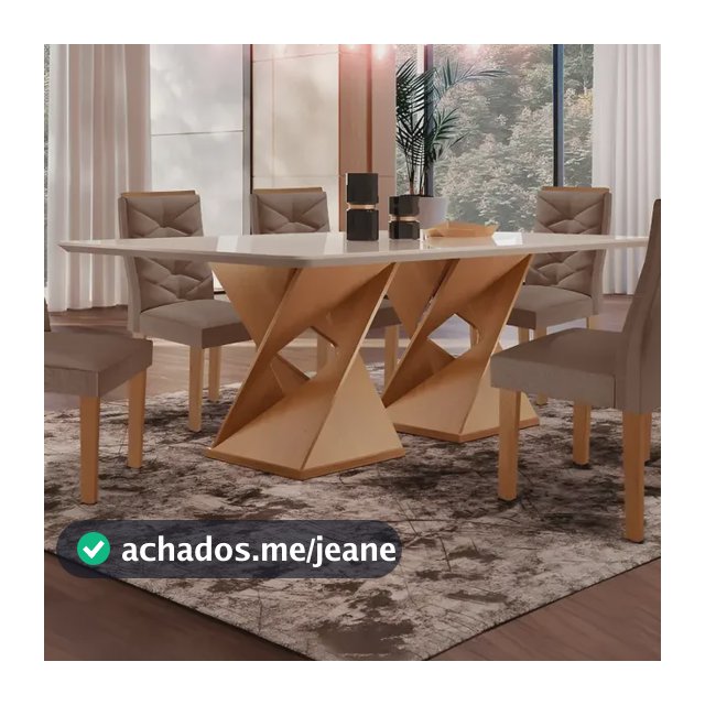 Conjunto Mesa Com Vidro E 6 Cadeiras 170cmx90cm Barcelona Wt