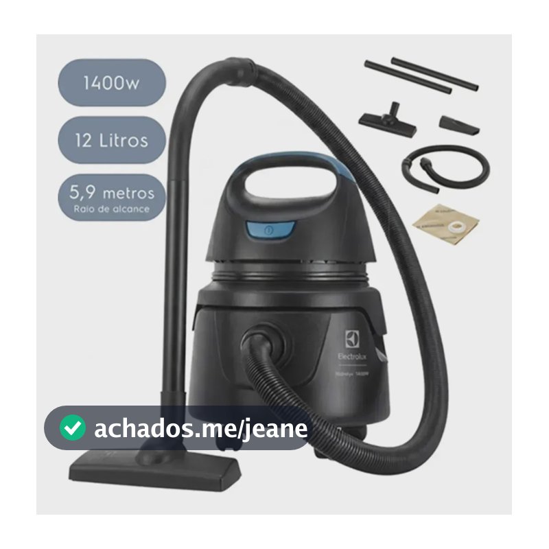 Aspirador de Pó e Água Electrolux Compacto Potente Função Sopro 1400W 12L total 5L útil protetor térmico AWD01