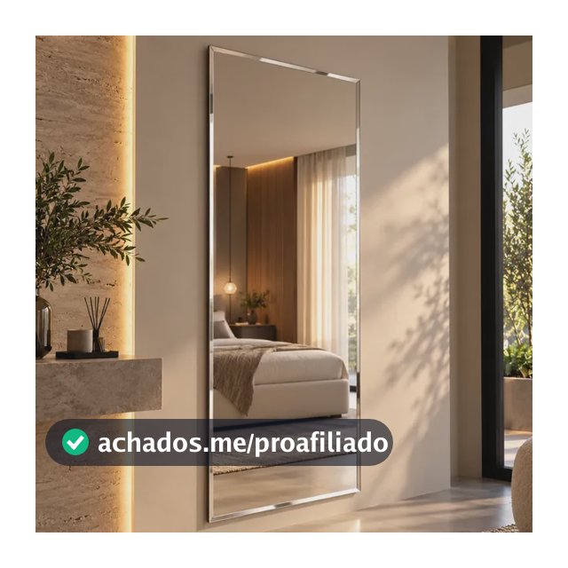 Espelho Mirano Paris 100x40cm Bisote Design Lapidado Moderno Suporte