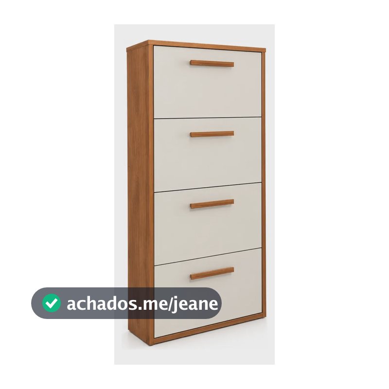 Sapateira Vertical 4 Portas Multiuso Prateleiras Armário Freijó/off White
