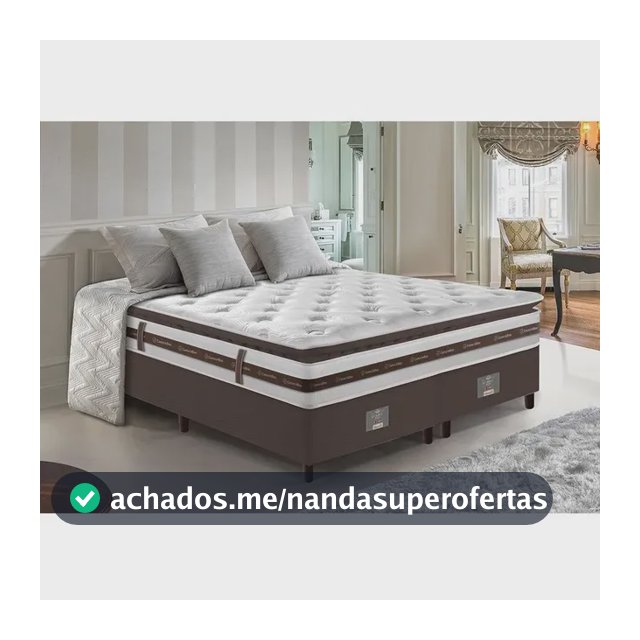 Cama Box King 193x203 Pocket Cama Inbox Relax Pillow Café Cor Café/Branco