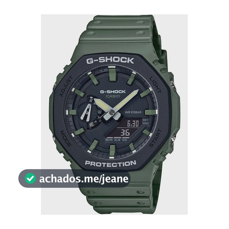 Relógio Casio G-shock Ga-2110su-3adr Carbon Core Guard Cor Da Correia Verde-militar Cor Do Bisel Preto Cor Do Fundo Preto